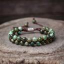  Handmade Braided African Turquoise Round Bead Healing Women Men Bracelet Gift