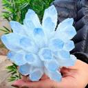  300g+ Aura Sky Blue Phantom Cluster Titanium Geode Quartz Crystal Home Ornaments