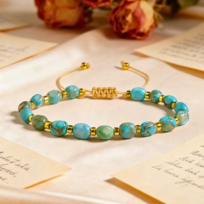 Imperial Jasper Turquoise 4mm Bead Bracelet Healing Dainty Bracelet Gift