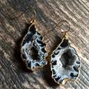  Natural Geode Slice Stone Druzy Agate Dangle Earrings for Strength Inner Peace