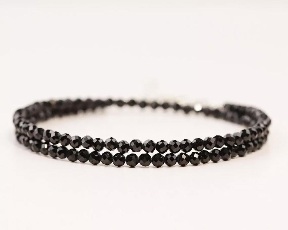 Natural Black Obsidian Beaded Necklace Spinel Stone Choker Healing Crystal Gift