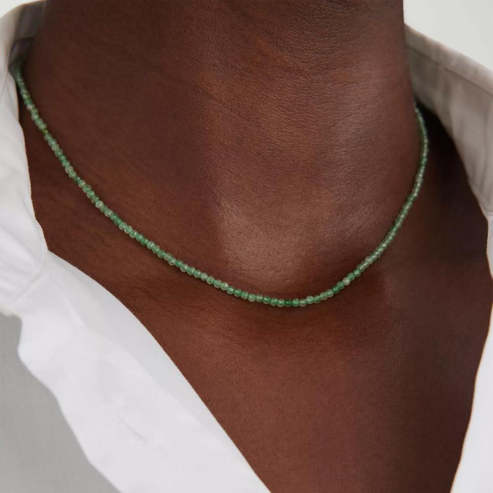 Natural Green Aventurine Beaded Necklace Green Stone Choker Healing Crystal