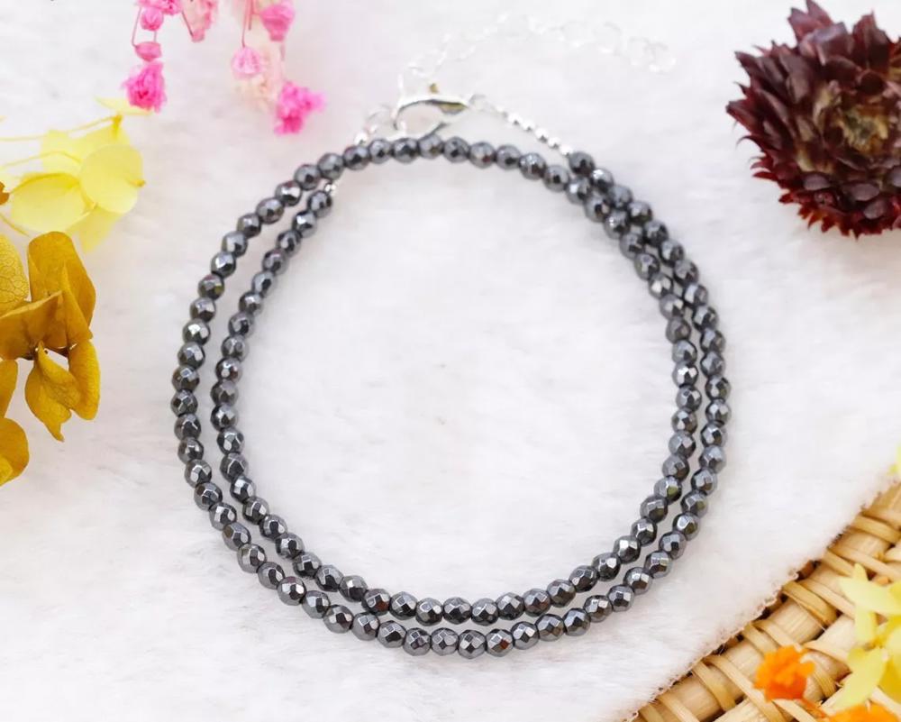 Hematite Bead Necklace for her Delicate Stone Choker Healing Crystal Necklace