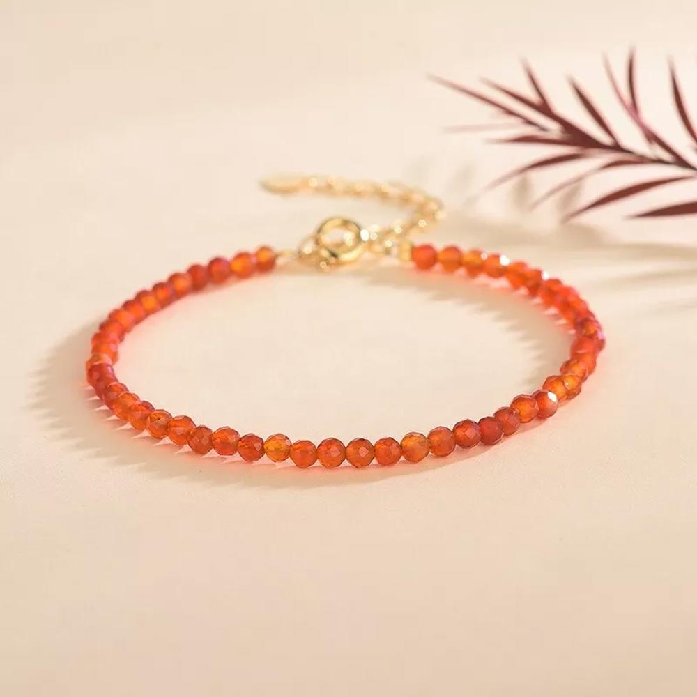 Natural Carnelian Red Agate Bead Healing Dainty Women Crystal Bracelet Gifts