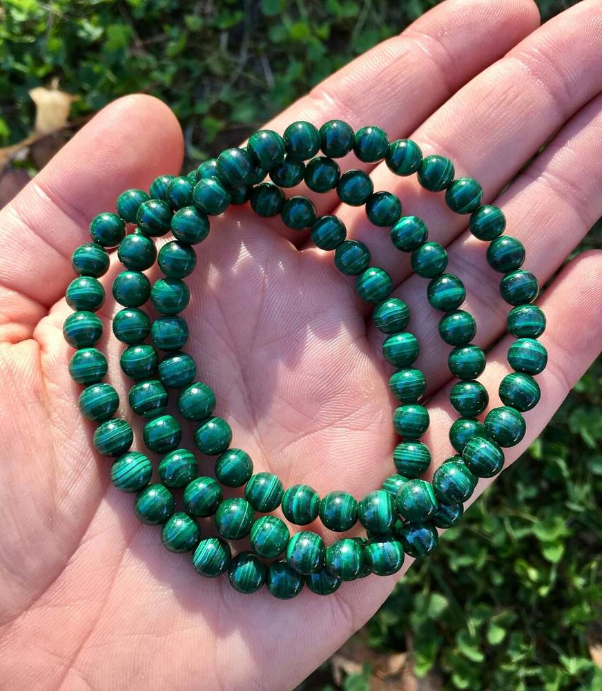 Genuine Malachite Bracelet, Stretchy Crystal Bracelet, Gemstone Bracelet, Bracelet For Men and Women, Healing Crystal