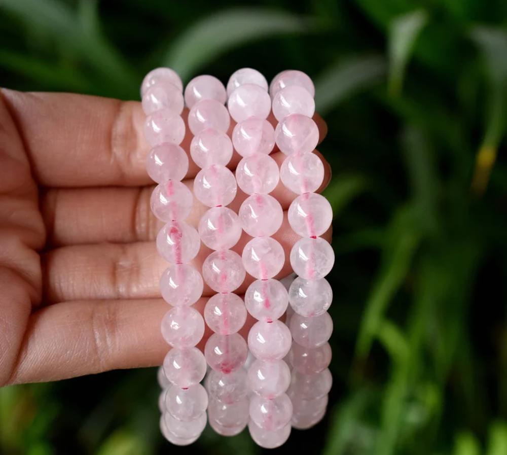 8mm Rose Quartz Gemstone Healing Bracelet Rose Quartz Crystal Bracelet