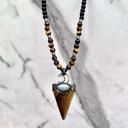  Tiger Eye Onyx Beaded Women Men Pendant Necklace Healing Protection Amulet Gift