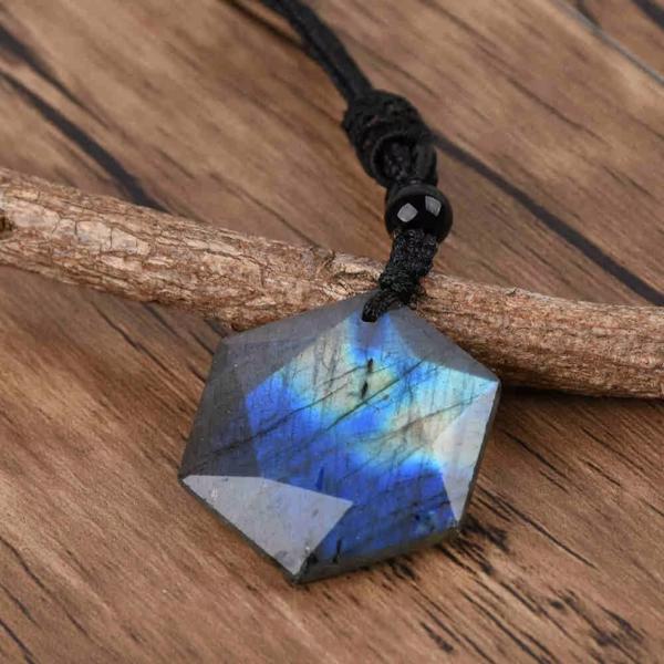 Labradorite Women Men Pendant Necklace Healing Balance Talisman Amulet Gifts