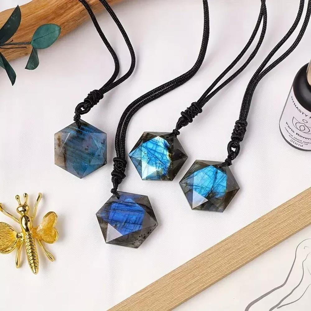 Labradorite Women Men Pendant Necklace Healing Balance Talisman Amulet Gifts