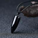  Natural Black Obsidian Bullet Point Pendant Healing Amulet Unisex Men Necklace