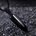  Natural Black Obsidian Bullet Point Pendant Healing Amulet Unisex Men Necklace