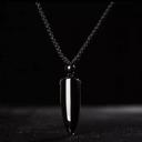  Natural Black Obsidian Bullet Point Pendant Healing Amulet Unisex Men Necklace