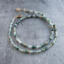  Natural Moss Agate Stone Beaded Necklace Green Agate Choker Healing Crystal