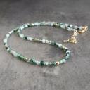  Natural Moss Agate Stone Beaded Necklace Green Agate Choker Healing Crystal