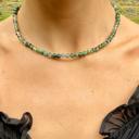  Natural Moss Agate Stone Beaded Necklace Green Agate Choker Healing Crystal