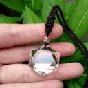  White Clear Quartz Crystal Hexagram Point Pendant Healing Amulet Unisex Necklace