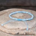  Natural Aquamarine Tibetan Tube Beads Energy Crystal Dainty Handmade Bracelet