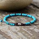  Turquoise Natural Stone Handmade Healing Reiki 4mm Round Bead Dainty Bracelet