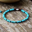  Turquoise Natural Stone Handmade Healing Reiki 4mm Round Bead Dainty Bracelet