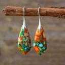  Natural Colorful Imperial Jasper Drop Earrings Sea Sediment Stone Dangle Earring