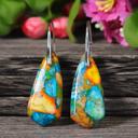  Natural Colorful Imperial Jasper Drop Earrings Sea Sediment Stone Dangle Earring