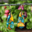  Natural Colorful Imperial Jasper Drop Earrings Sea Sediment Stone Dangle Earring