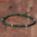  Green Malachite 4mm Faceted Tibetan Bead Healing Reiki Dainty Women Men Bracelet