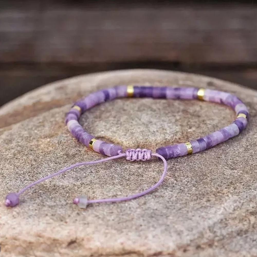 Lepidolite Beads Healing Balance Inner Peace Minimalist Handmade Bracelet Gifts