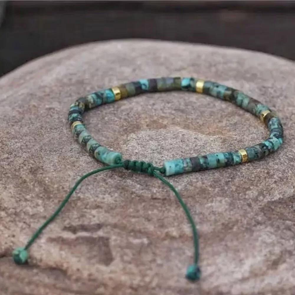 Handmade African Turquoise 4mm Beads Healing Protection Balance Bracelet Gifts