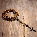  Tiger's Eye Rosary Beads Catholic Christ Hematite Cross Pendant Healing Necklace