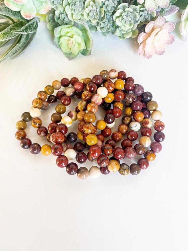 Mookaite Jasper Crystal Bracelet, Healing Crystal Bracelet, Mookaite Jasper Stretch Bracelet, Handmade Gemstone Bracelet