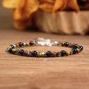  Triple Protection Hematite Tiger Eye Obsidian Beaded Healing Women Bracelet Gift