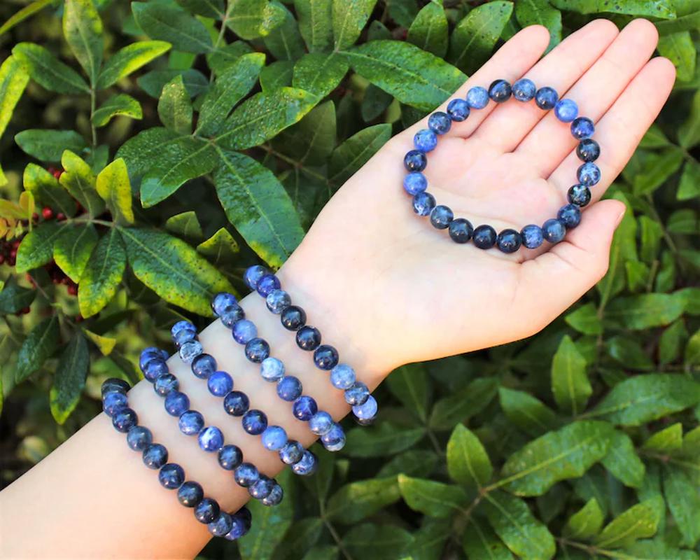 Women Blue Friendship Bracelet Sodalite Crystal Bracelet, Healing Crystal Bracelet, Stretch Bracelet, Mala Bracelet, Handmade Bracelet for Women, Crystal Bracelet 