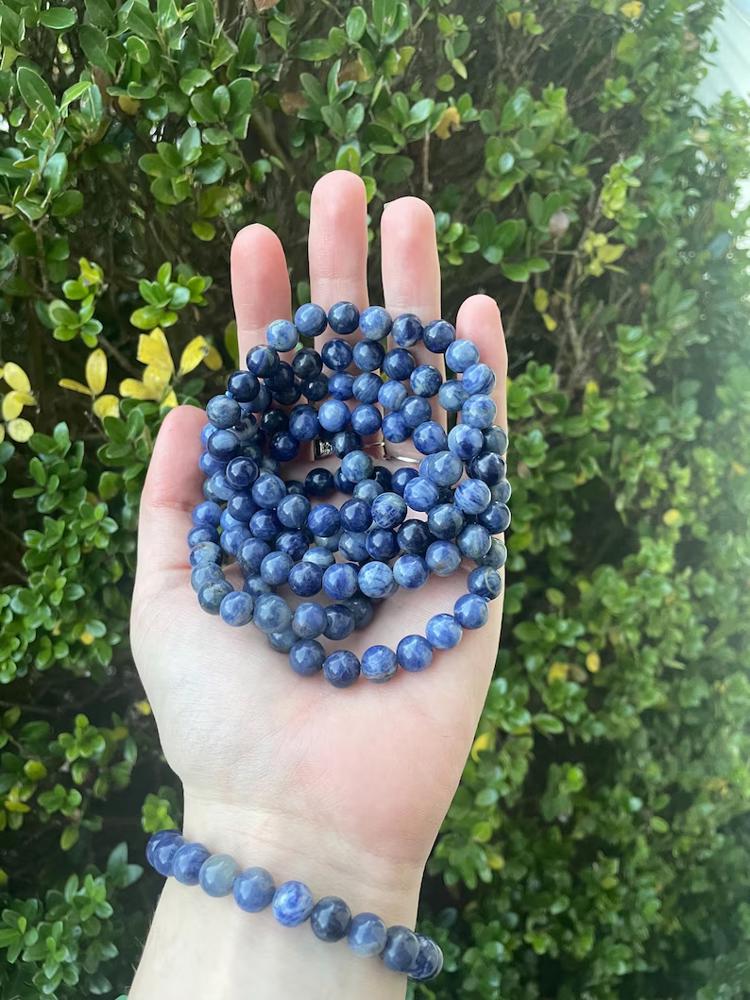 Women Blue Friendship Bracelet Sodalite Crystal Bracelet, Healing Crystal Bracelet, Stretch Bracelet, Mala Bracelet, Handmade Bracelet for Women, Crystal Bracelet 