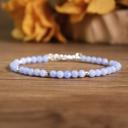  Blue Lace Agate Small 4mm Gemstone Beads Healing Reiki Sterling Silver Bracelet