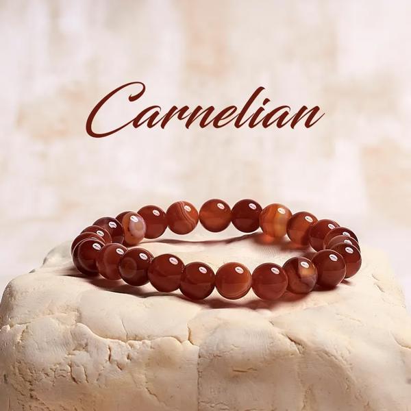 Carnelian Crystal Bracelet, Healing Crystal Bracelet, Carnelian Stretch Bracelet, Handmade Gemstone Bracelet, Womens Bracelet