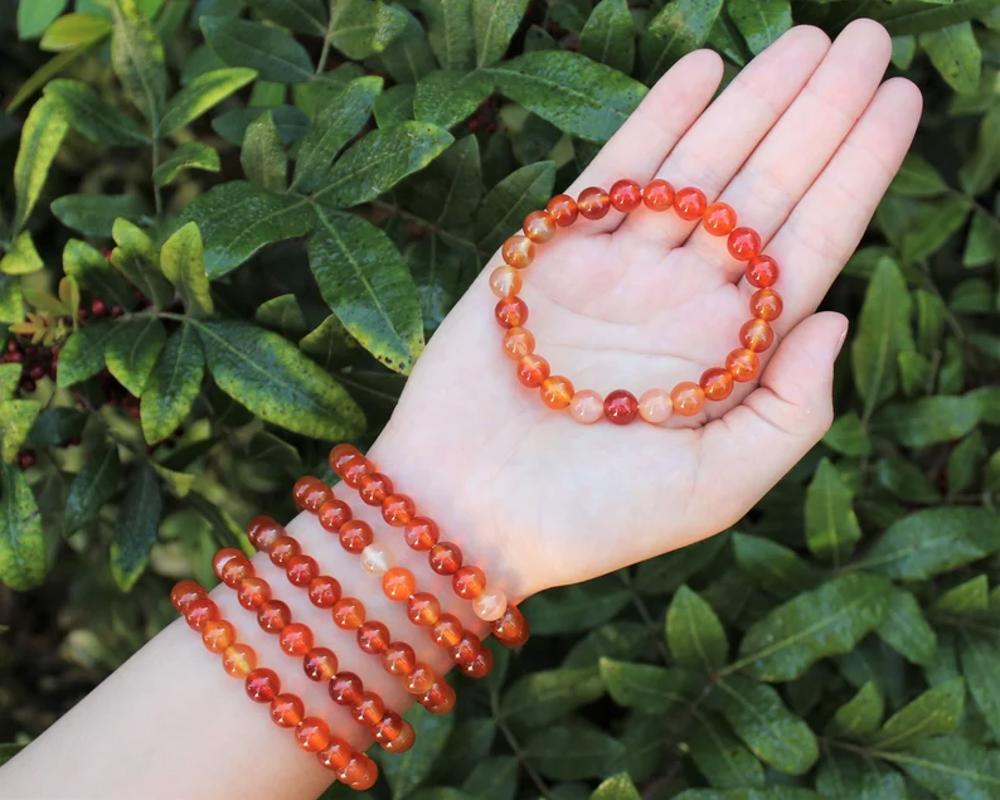 Carnelian Crystal Bracelet, Healing Crystal Bracelet, Carnelian Stretch Bracelet, Handmade Gemstone Bracelet, Womens Bracelet