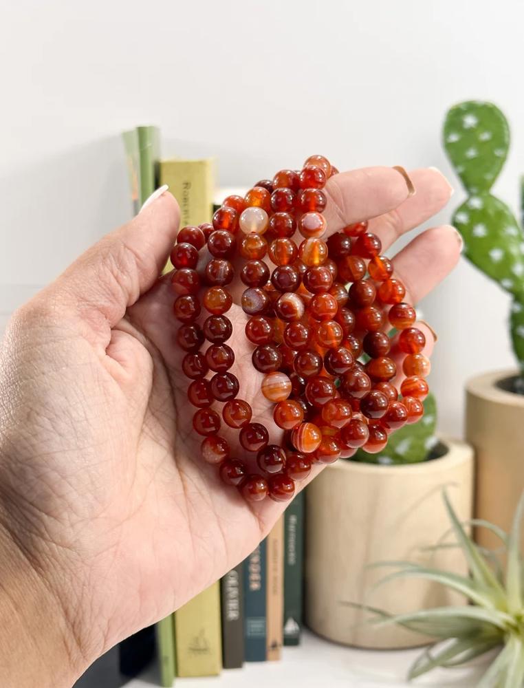 Carnelian Crystal Bracelet, Healing Crystal Bracelet, Carnelian Stretch Bracelet, Handmade Gemstone Bracelet, Womens Bracelet