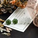  Natural Green Jade Stone Flower Stud Earrings Silver Post Earrings Handmade