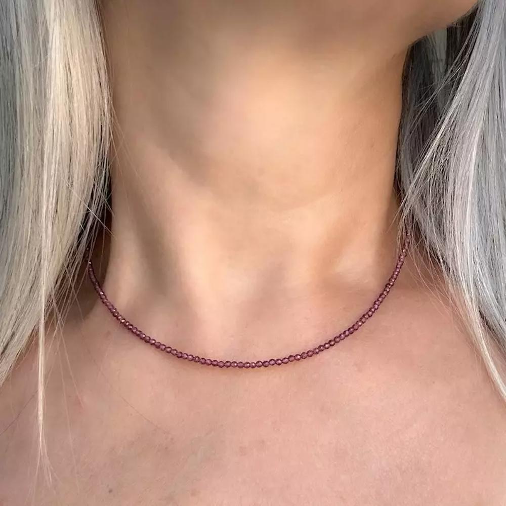 Natural Gemstone Dainty Minimalist Crystal Layering Stacking Choker Necklaces Delicate