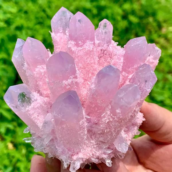 310g+ New Find Pink Purple Cluster Titanium Geode Quartz Crystal Home Ornaments