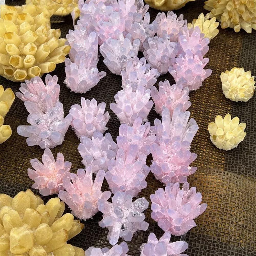 310g+ New Find Pink Purple Cluster Titanium Geode Quartz Crystal Home Ornaments