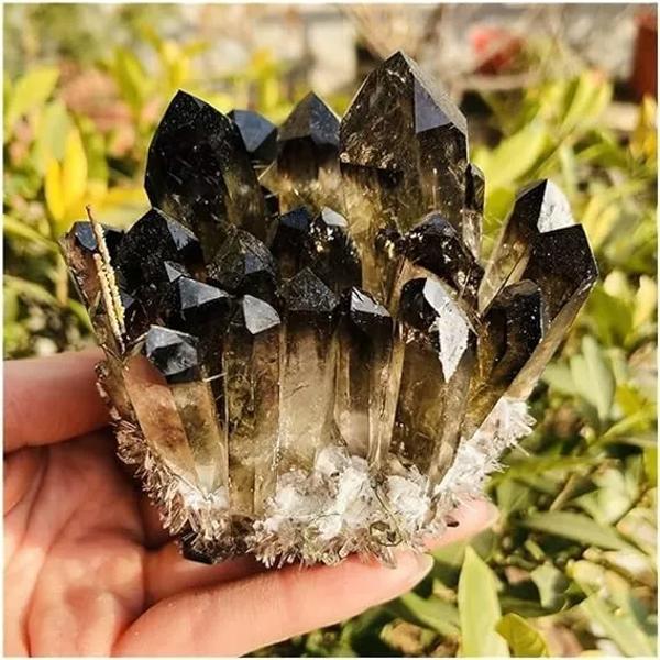 310g+ New Find Smoky Quartz Phantom Cluster Geode Quartz Crystal Ornaments Decor