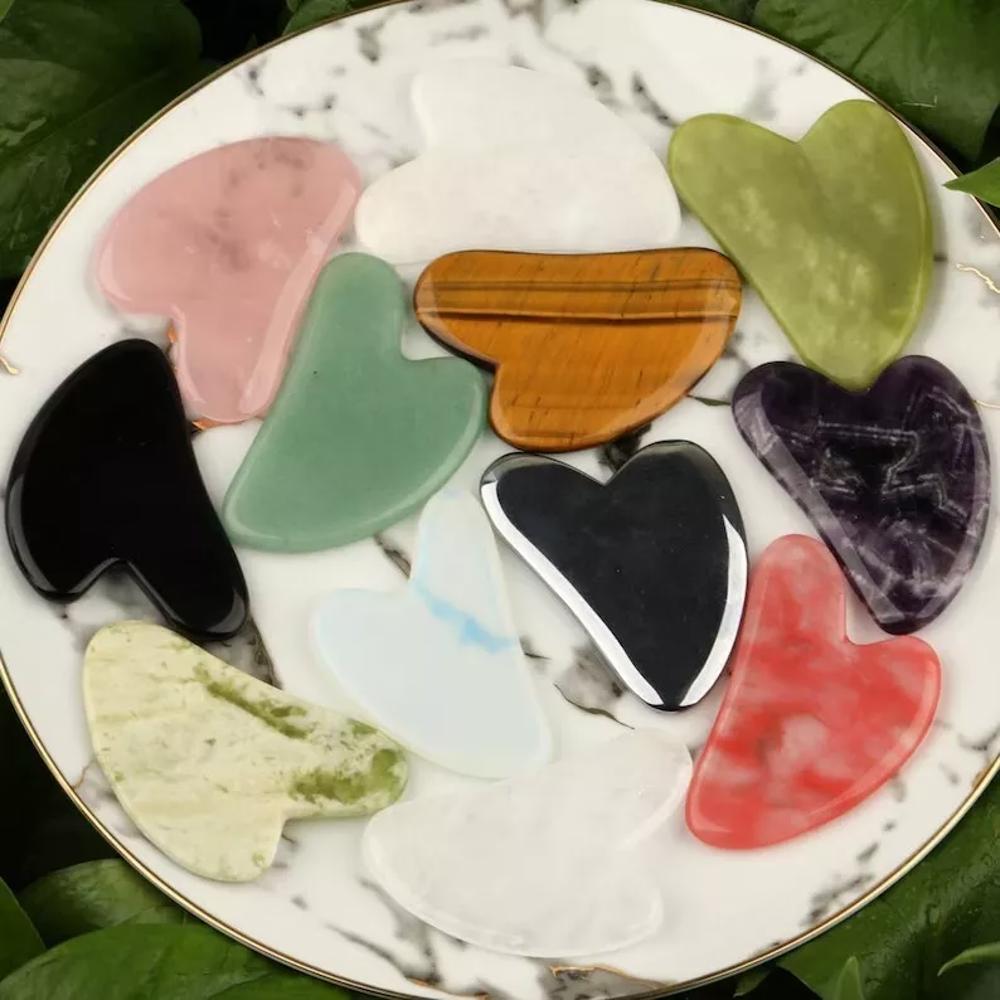 Natural Stone Crystal Scraping Tool Gua Sha Board Facial Massage Gemstone