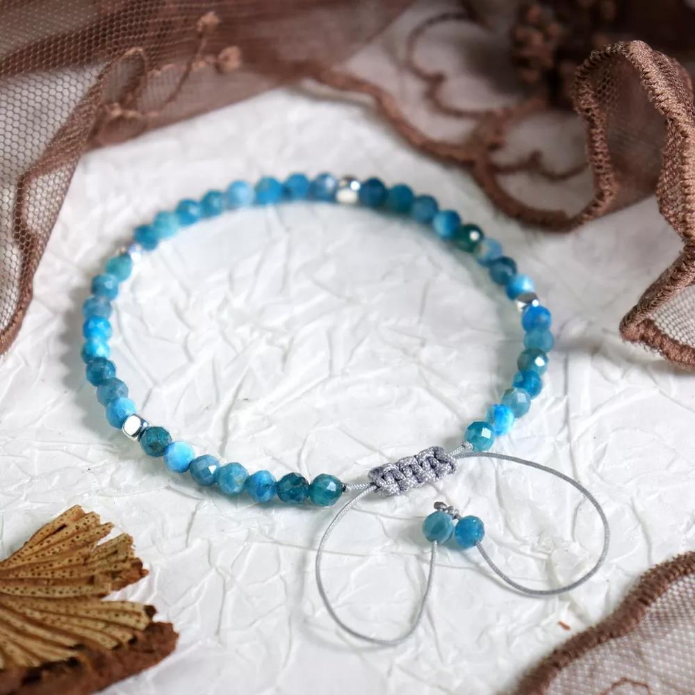 Delicate Natural Apatite Stone Dainty Healing Bracelet Minimalist