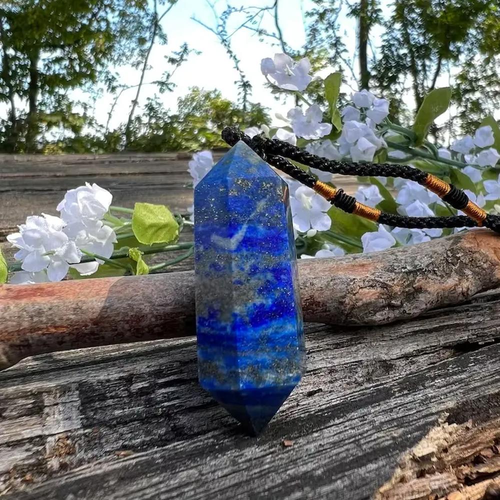 Natural Lapis Lazuli Blue Gems Pendant Healing Balance Amulet Women Men Necklace