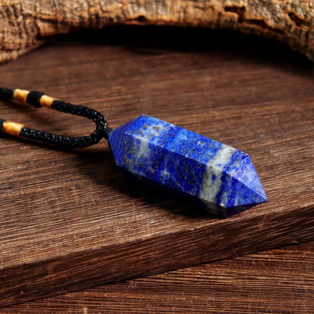 Natural Lapis Lazuli Blue Gems Pendant Healing Balance Amulet Women Men Necklace