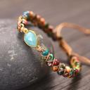  Natural Jasper Stone Beaded Bracelet Amazonite Gemstone Teardrop Charm Bracelet