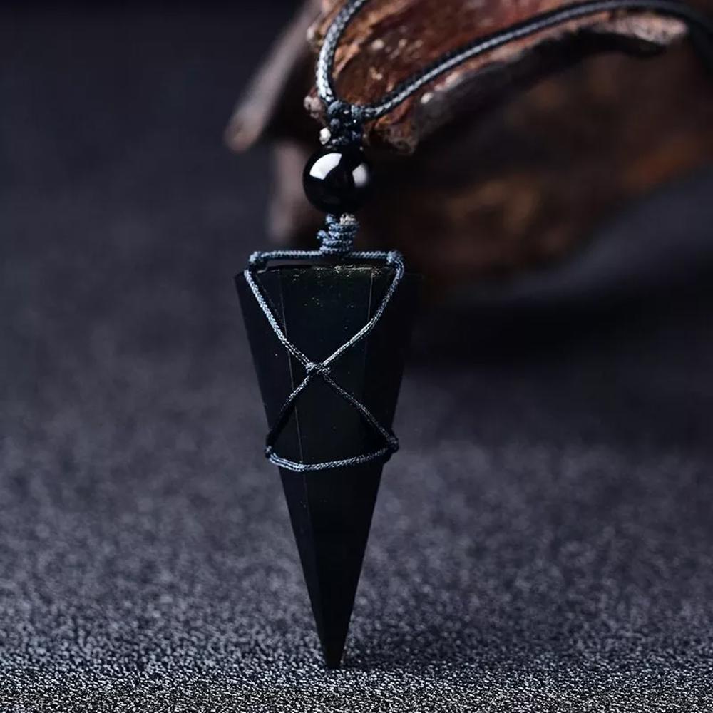 Natural Obsidian Gemstone Healing Pendant Necklace