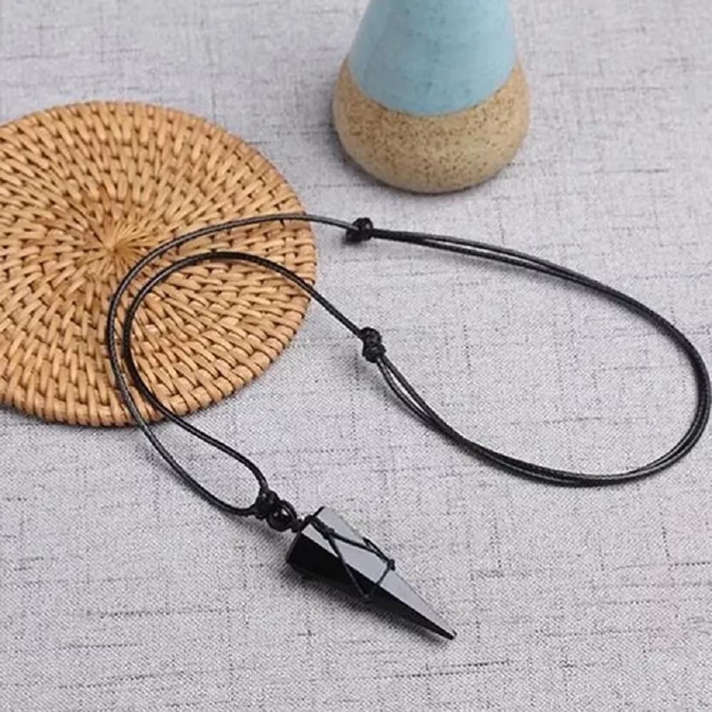 Natural Obsidian Gemstone Healing Pendant Necklace